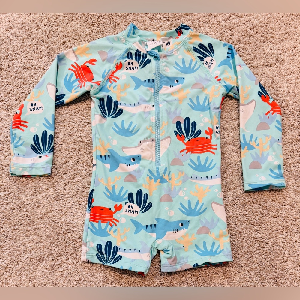 Earth Nymph size 0- 12M swim one piece rash guard.